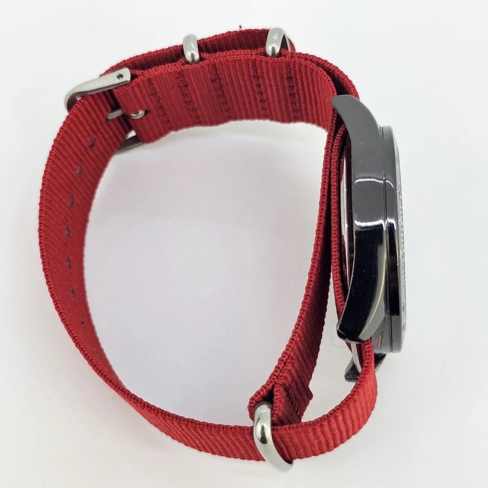 Great Northwest Men's Watch 42MM Black‎ Dial New Red Nylon Band New Battery